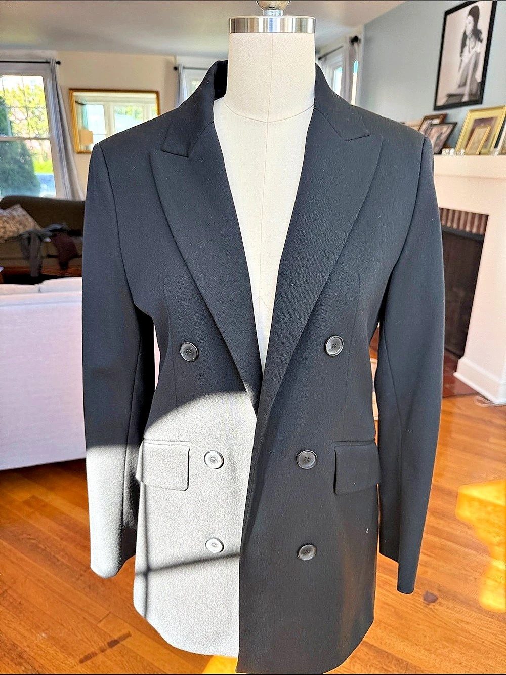 Zara Double-Breasted Blazer in Black Size Medium NWT